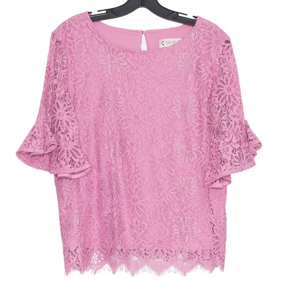 Nanette Lepore Top Boho Cottage Coquette Whimsigoth Romantic Lace Floral Medium - Picture 1 of 5